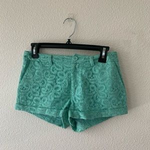 Forever 21 Teal Crochet Shorts Size S